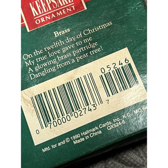 Christmas Partridge 1990 Hallmark Brass Ornament‎ IN BOX 12 Days Cake Topper - Picture 3 of 7